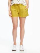 Old Navy Soft Linen Blend Shorts For Women 3 1/2 - Sweet Lemon