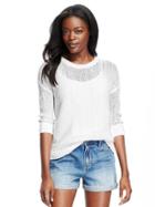 Old Navy Hi Lo Open Knit Sweater For Women - White