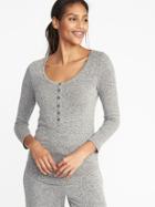 Old Navy Womens Slim-fit Luxe Lounge Henley For Women Light Heather Gray Size Xs