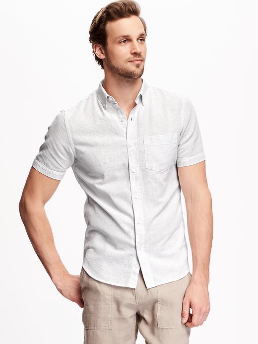 Old Navy Slim Fit Textured Shirt For Men - White