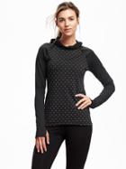 Old Navy Go Warm Performance Pullover Fleece Top For Women Reflective - On New Black Mini Dot