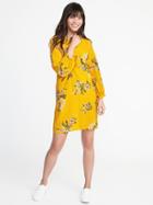 Old Navy Womens Tie-sleeve Shift Dress For Women Yellow Floral Size L