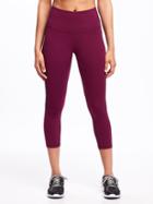Old Navy Womens High-rise Mesh-trim Compression Crops For Women Winter Wine Size S