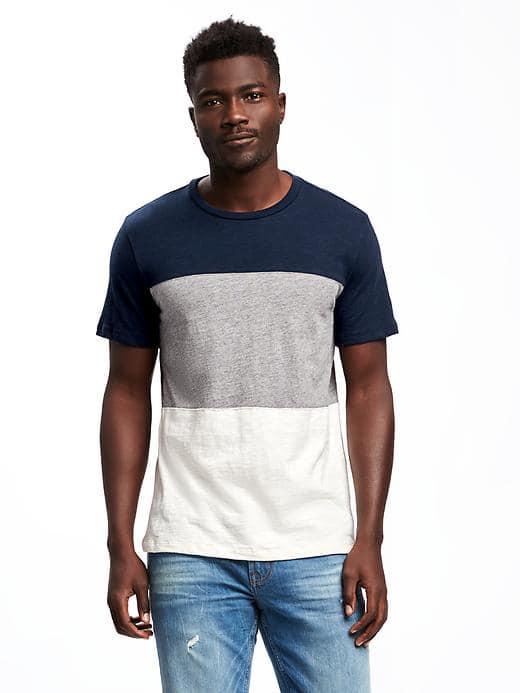 Old Navy Color Blocked Crew Neck Tee For Men - Cowboy Blue