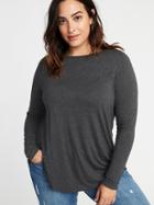 Old Navy Womens Luxe Sparkle-knit Plus-size Swing Tee Dark Charcoal Gray Size 1x