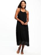 Old Navy Lightweight Crochet Trim Swing Dress For Women - Black