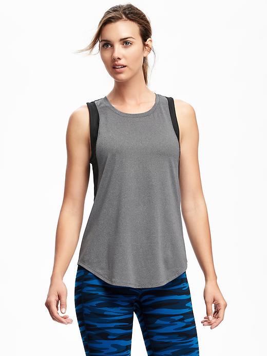 Old Navy Go Dry Performance Mesh Pieced Muscle Tank For Women - Grey