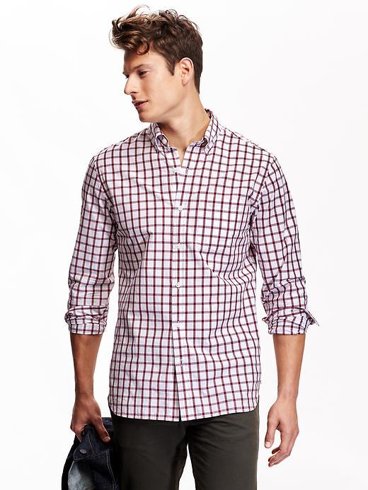 Old Navy Mens Slim Fit Classic Shirts Size Xxl Big - Burgundy Check