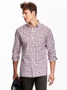 Old Navy Mens Slim Fit Classic Shirts Size Xxl Big - Burgundy Check