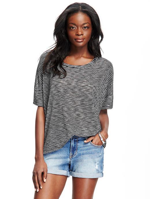 Old Navy Oversized Striped Sweater Knit Tee For Women - O.n. New Black Stripe