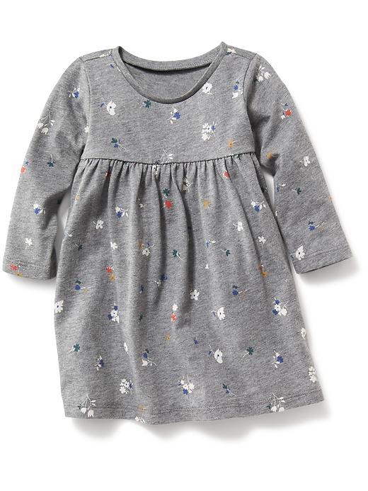 Old Navy Long Sleeve Patterned Dress - Gray Floral Print