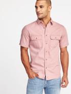 Old Navy Mens Slim-fit Garment-dyed Utility Shirt For Men Tea Rose Size L