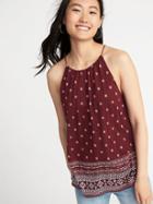 Old Navy Womens Suspended-neck Swing Top For Women Maroon Jive Size Xl