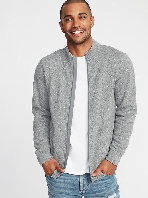 Old Navy Mens Mock-neck Full-zip Sweater-knit Jacket For Men Grey Marl Size Xl