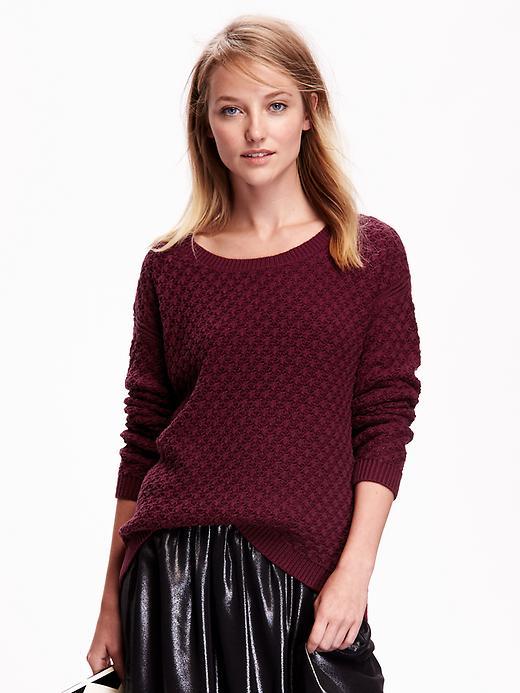 Old Navy Womens Popcorn Stitch Sweater Size L Tall - Wine Stain