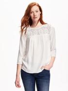 Old Navy Lace Sleeve Blouse For Women - Whipped Cream
