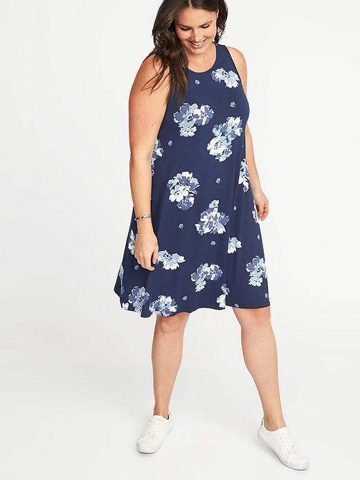 Old Navy Womens Sleeveless Plus-size Jersey-knit Swing Dress Navy Floral Size 4x