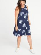 Old Navy Womens Sleeveless Plus-size Jersey-knit Swing Dress Navy Floral Size 4x