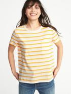 Old Navy Womens Boyfriend Pocket Tee For Women White Multi Stripe Top Size M