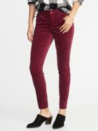 Old Navy Womens Mid-rise Rockstar Super Skinny Velvet Pants Tartan Cranberry Size 0