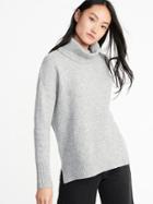 Old Navy Womens Slouchy Garter-stitch Turtleneck Sweater For Women Light Gray Size Xl