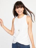 Old Navy Womens Slim-fit High-neck Sleeveless Tee For Women Cream Size M