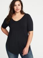 Old Navy Womens Slub-knit Plus-size Hi-lo Hem Tee Black Size 4x