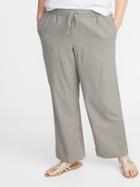 Plus-size Wide-leg Linen-blend Pants