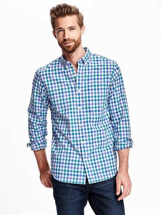 Old Navy Slim Fit Plaid Shirt For Men - Very Peri