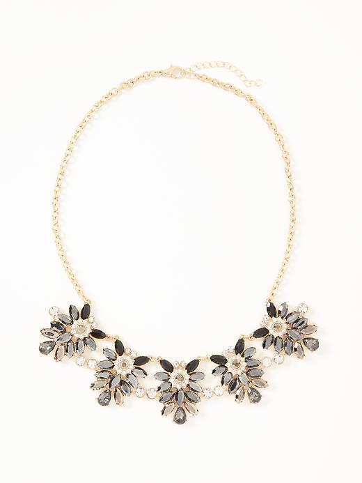 Old Navy Flower Cluster Statement Necklace For Women - Gunmetal Gray