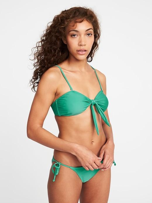 Old Navy Womens Knotted-tie Swim Top For Women Aqua Team Size Xl