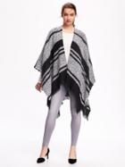 Old Navy Textured Stripe Poncho For Women - Black/white Stripe