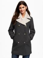 Old Navy Double Breasted Wool Blend Peacoat For Women - Charcoal Heather