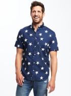 Old Navy Slim Fit Poplin Stars Print Shirt For Men - Stars