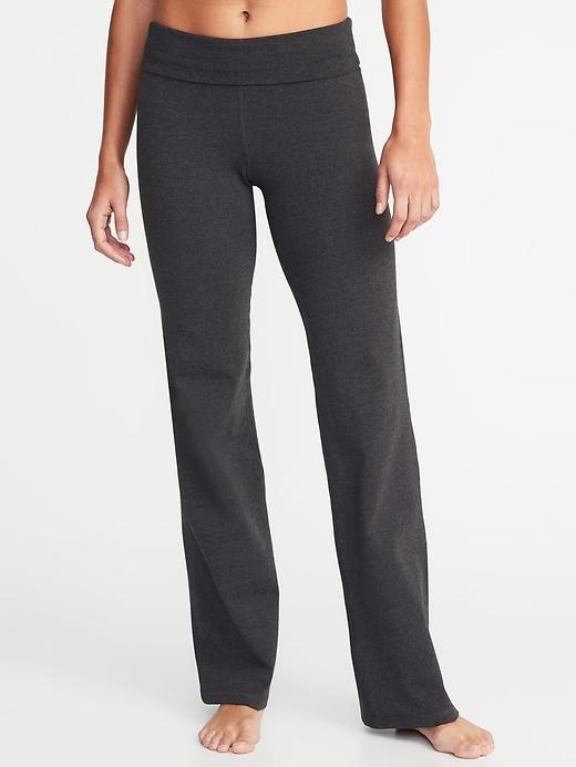 Old Navy Womens Mid-rise Wide-leg Roll-over Yoga Pants For Women Medium Gray Heather Size S