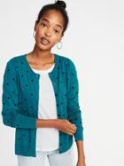Old Navy Womens Patterned Crew-neck Cardi For Women Teal/black Dots Size S