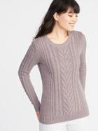 Old Navy Womens Cable-knit Crew-neck Sweater For Women Lilac Purple Size M
