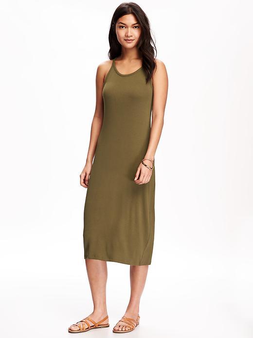 Old Navy Ribbed Midi Dress For Women - Olive