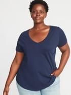 Old Navy Womens Everywear Plus-size V-neck Tee Lost At Sea Navy Size 1x