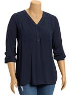 Old Navy Womens Plus Matte Crepe Tops - In The Navy