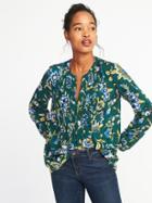 Old Navy Womens Pintuck Swing Blouse For Women Green Print Size Xxl
