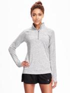 Old Navy Go Dry Performance 1/4 Zip Pullover For Women - Light Gray Heather Stripe