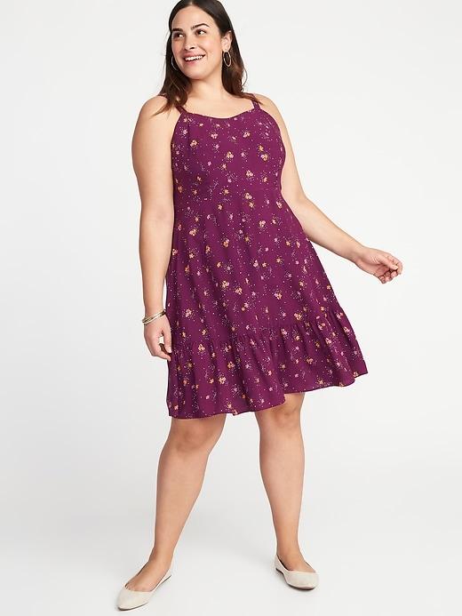 Old Navy Womens Floral Fit & Flare Plus-size Tiered Cami Dress Purple Ditsy Floral Size 1x