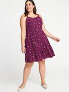 Old Navy Womens Floral Fit & Flare Plus-size Tiered Cami Dress Purple Ditsy Floral Size 1x