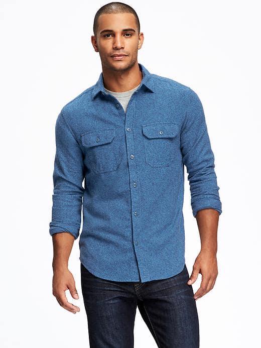 Old Navy Marled Regular Fit Shirt Jacket For Men - Blue