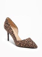 Old Navy Sueded Dorsay Pumps For Women - Leopard