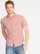 Old Navy Mens Slim-fit Printed Shirt For Men Indigo Red Size Xs