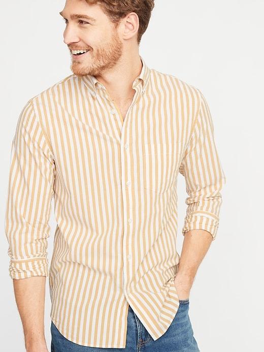 Slim-fit Built-in Flex Striped Everyday Shirt For Men