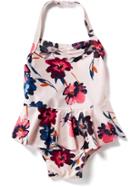 Old Navy Floral Print Peplum Swimsuit - Red Signature Floral