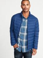 Old Navy Mens Water-resistant Packable Quilted Jacket For Men Blue Camouflage Size L